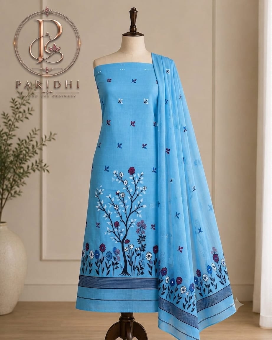 Sky blue slab cotton suit piece