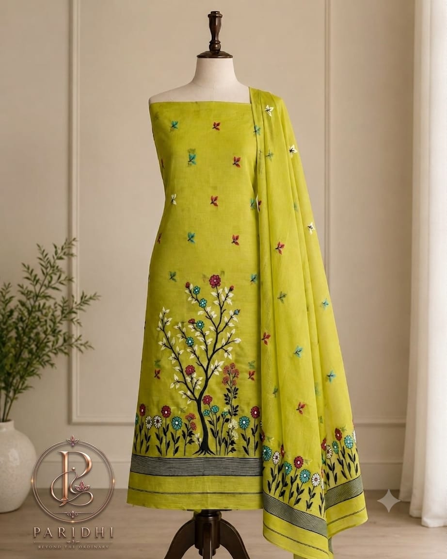 Lime green slab cotton suit piece